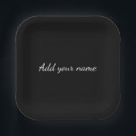 Black solid add name text message here throw pillo paper plate<br><div class="desc">Design</div>