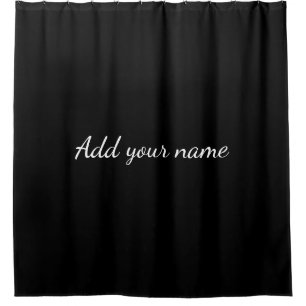 Black solid add name text message here throw pillo shower curtain
