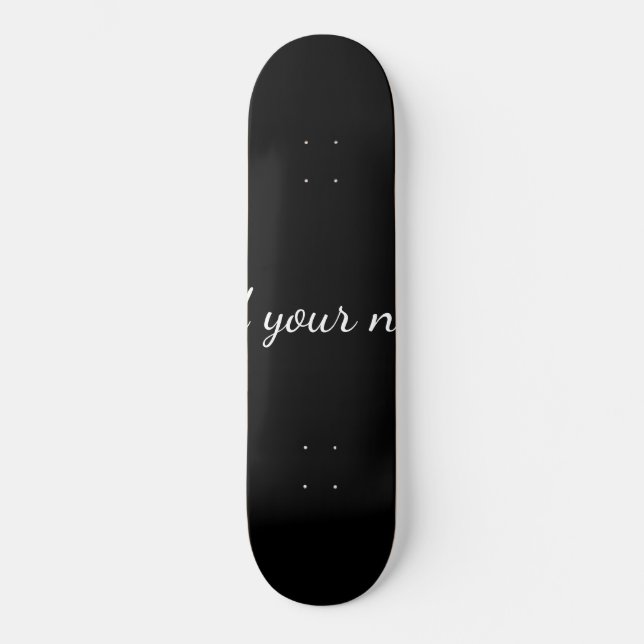 Black solid add name text message here throw pillo skateboard (Front)