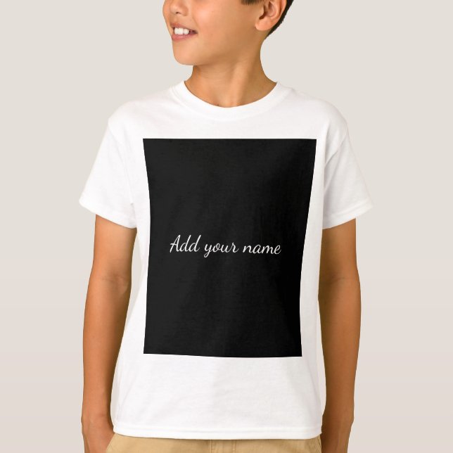 Black solid add name text message here throw pillo T-Shirt (Front)