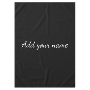 Black solid add name text message here throw pillo tablecloth