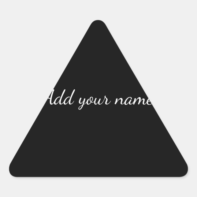 Black solid add name text message here throw pillo triangle sticker (Front)