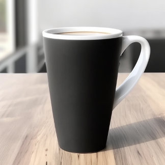 Black Solid Colour Latte Mug