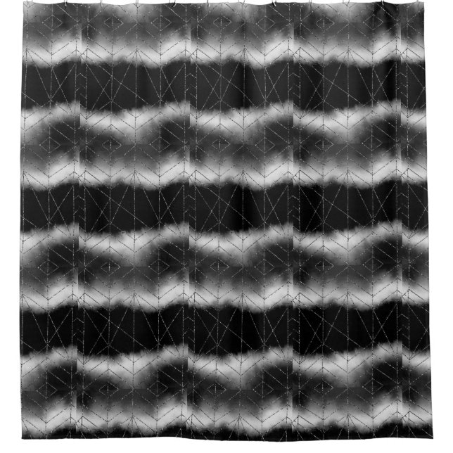 Black Solid Colour Silver Badge Personalised  Shower Curtain (Front)