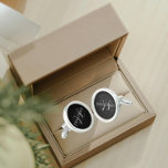 Black Solid Colour Stylised Monogram Cufflinks<br><div class="desc">A pair of sterling silver plated, round cufflinks for the fashionable man that feature a solid, black background along with his name printed in white, upper case letters and superimposed with white, stylised initials. Personalise your cufflinks by editing and replacing name and initials as desired. A classy gift for birthdays,...</div>