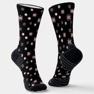 Black Solid Noah Circle Pattern Socks