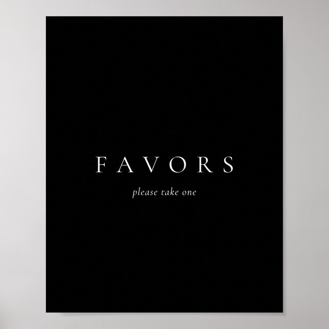Black Solid Simple Minimalist Wedding Favors Poster (Front)