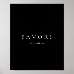 Black Solid Simple Minimalist Wedding Favours Poster