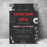 Black Solve the Mystery Escape Room Birthday Party Invitation<br><div class="desc">Celebrate your birthday with this cool invitation,  featuring modern design in red and black and custom text of your choice. Easily add your details by clicking on the "personalise" option.</div>