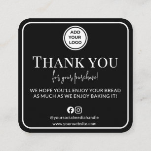 Black Sourdough Care Tips Thank You Logo Card