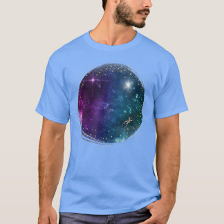 Black space and astronaut in the galaxy with stars T-Shirt