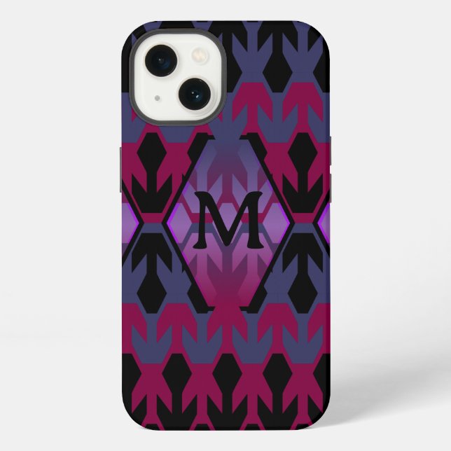 Black Spacecrafts and Arrow Monogram  iPhone Case (Back)