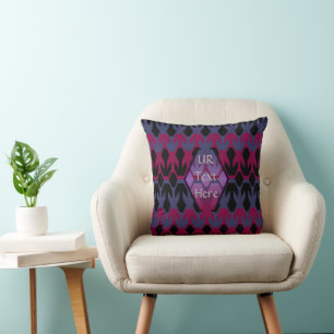 Black Spacecrafts and Arrow Monogram Pattern Cushion