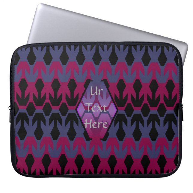 Black Spacecrafts and Arrow Monogram Pattern Laptop Sleeve (Front)
