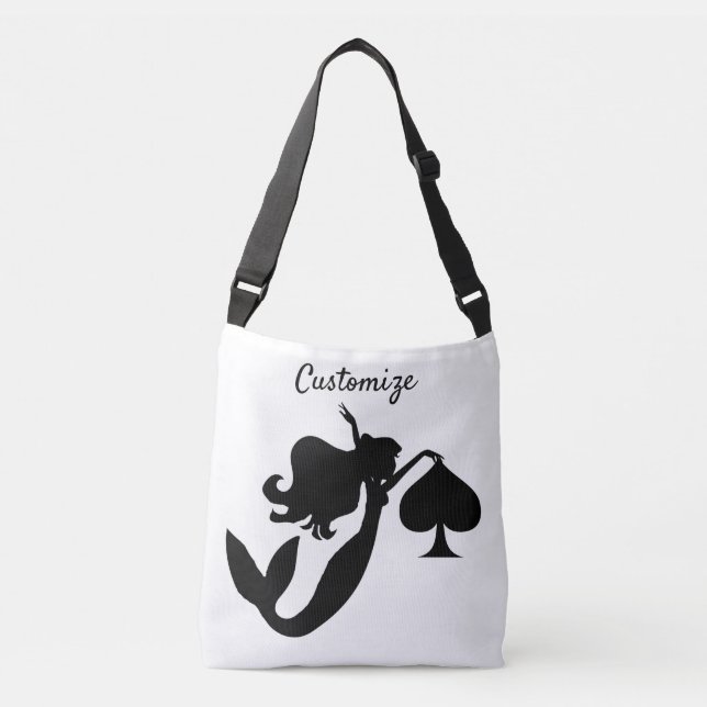 Black Spade Mermaid Silhouette Thunder_Cove Crossbody Bag (Front)