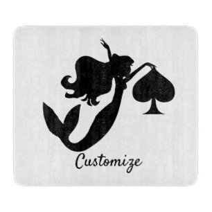 Black Spade Mermaid Silhouette Thunder_Cove  Cutting Board
