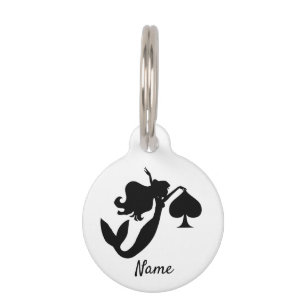 Black Spade Mermaid Silhouette Thunder_Cove Pet Tag