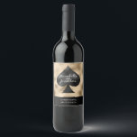 Black Spade on Gold<br><div class="desc">This custom wine bottle label features a poker or playing card theme for a Las Vegas or casino wedding. An image of a black spade in printed in the centre with a gold background. Two sample names are printed across the spade with a sample wedding date printed below.</div>