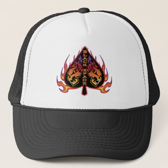 Black Spade Skull Trucker Hat (Front)