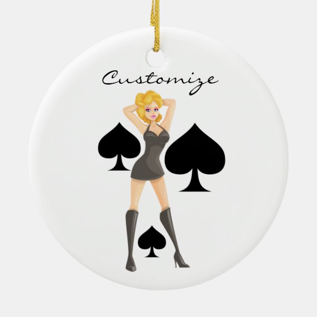 Black Spades Blonde Queen Thunder_Cove Ceramic Tree Decoration (Back)