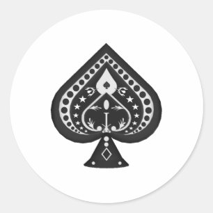 Black Spades: Playing Cards Suit: Classic Round Sticker