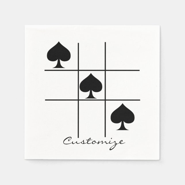 Black Spades Tic Tac Toe Thunder_Cove Napkin (Front)