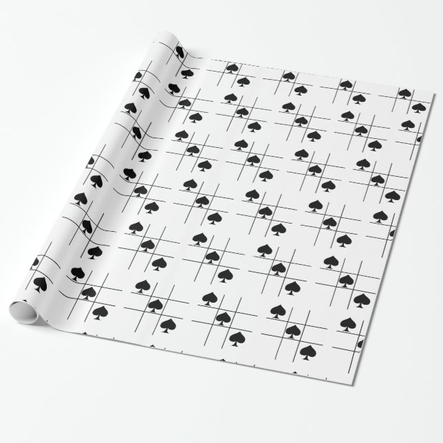 Black Spades Tic Tac Toe Thunder_Cove Wrapping Paper (Unrolled)