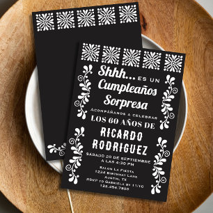 Black Spanish Talavera Fiesta Sorpresa Birthday Invitation