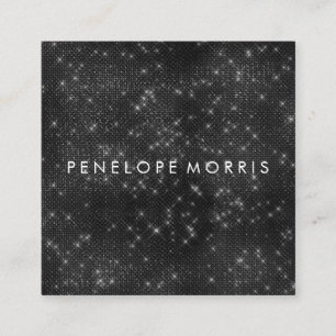 Black Sparkle Glitter Beauty Stylist Square Business Card