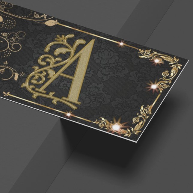 Black Sparkle Monogram  Business Card (Creator Uploaded)