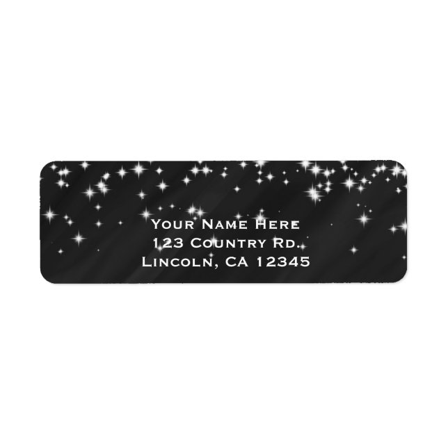 Black & Sparkle Stars Elegant Glamour Invitation (Front)