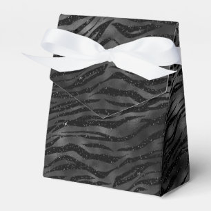 Black Sparkle Zebra Print Favour Box