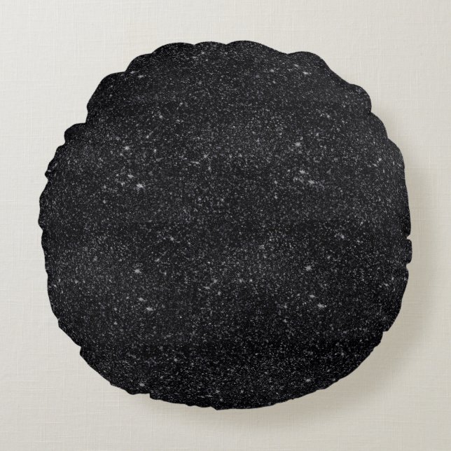 Black Sparkles Round Cushion (Front)