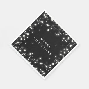 Black Sparkling Lights Christmas Party Paper Napkin