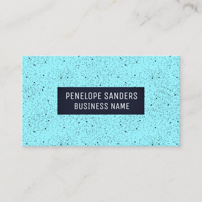 Black Speckled Blue Background Business Card (Front)