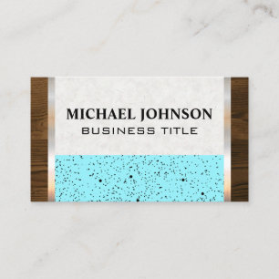 Black Speckled Blue Wooden Metallic Business Card