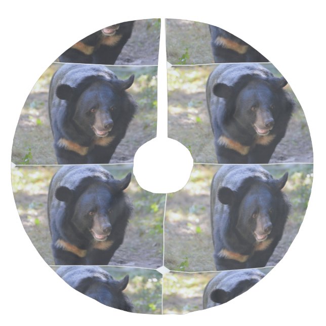 Black Spectacled Bear Brushed Polyester Tree Skirt (Front)