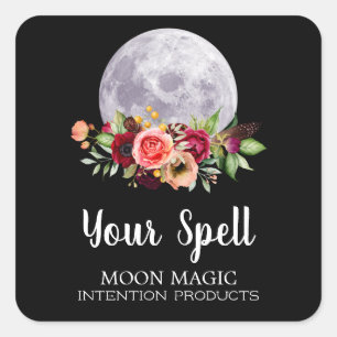 Black Spell Jar Stickers With Moon And Flowers