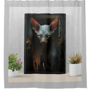 Black Sphynx cat Shower Curtain