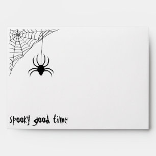 Black Spider and Web Halloween Party Invitation Envelope