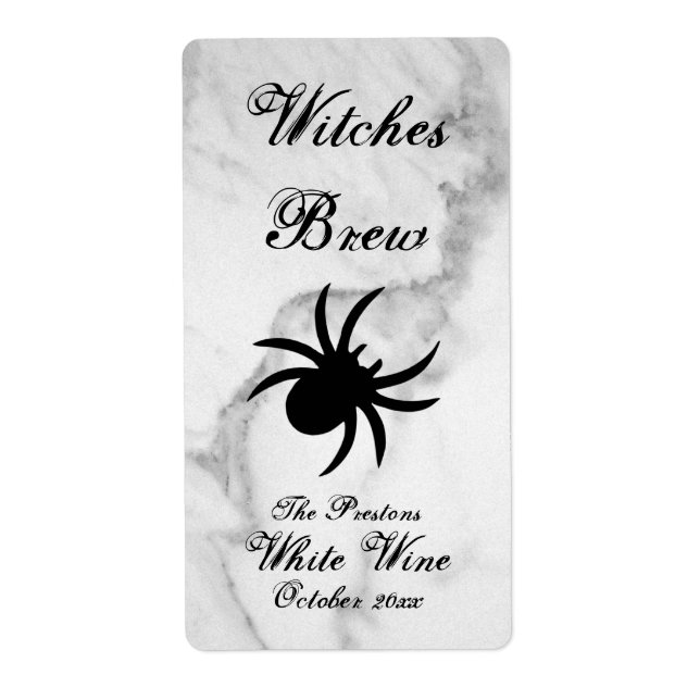 Black Spider Classy Marble Wine Label (Front)