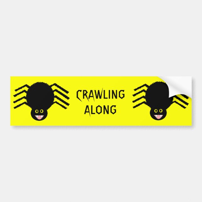 Black Spider CRAWLING ALONG Bumper Sticker (Front)
