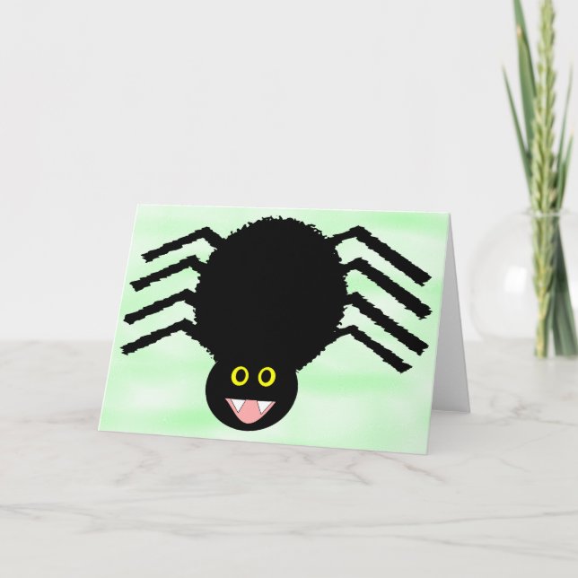 Black Spider Greeting Card (Front)