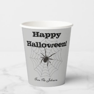 Black Spider Grey Paper Halloween Cups