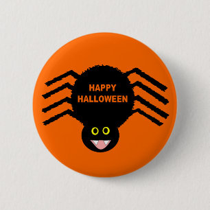 Black Spider Halloween Button
