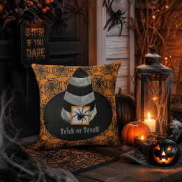 Black Spider Halloween Witch Hat / Spooky Cushion