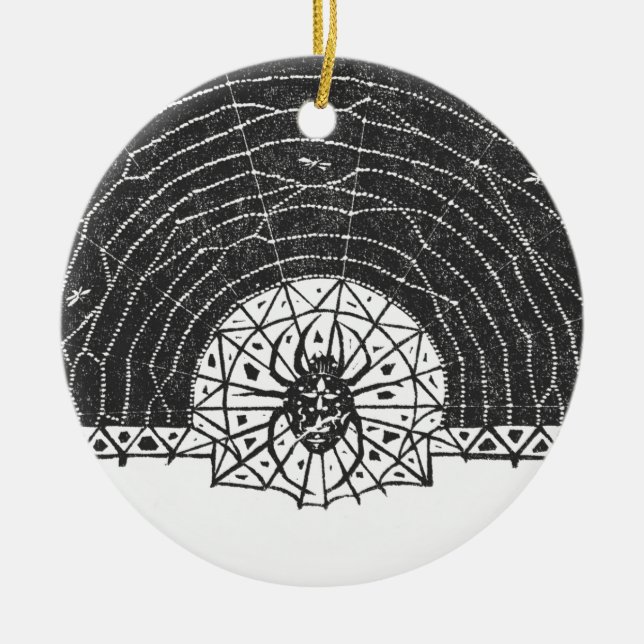 Black Spider Insect Halloween 2021 Ceramic Tree Decoration (Front)