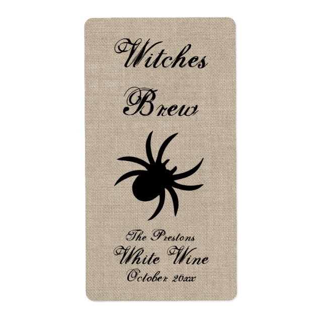 Black Spider on Burlap Wine Label (Front)