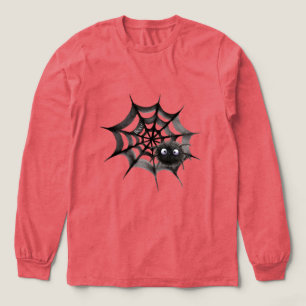 Black Spider on Web Halloween Tri-Blend Shirt
