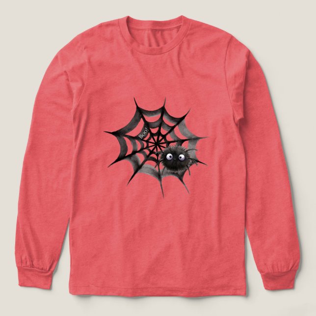 Black Spider on Web Halloween Tri-Blend Shirt (Design Front)